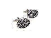 Romance in Mist oval modeling covered with black crystal Cufflinks
