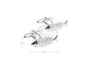 Fishbone Cartoon fish modeling plating silver cufflinks