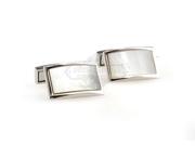 Silver Metal Inlay Opal Cuff Links