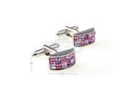 Romance Two color combined Pink and purple crystal Cufflinks