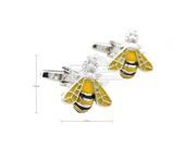 Lovely litte yellow bee shaped white crystal cufflinks