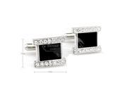 Vintage black enamel with two line white crystal rectangle cufflinks