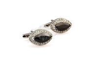 Romance black crystal oval cufflinks