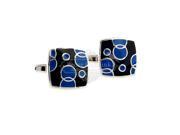 Blue and Black Paint Bubble Square Cufflinks