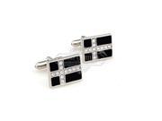 Classic black enamel with white crystal rectangle cufflinks