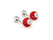 Novelty billiards red number 3 cufflinks
