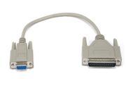 1ft AT Modem DB9F DB25M Molded Cable
