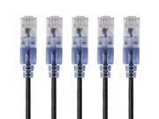Monoprice 5 Pack SlimRun Cat6A Ethernet Network Patch Cable 14ft Black
