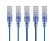 Monoprice 5 Pack SlimRun Cat6A Ethernet Network Patch Cable 7ft Blue