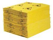 19 x 15 Medium Absorbent Pad for Chemical Hazmat Yellow 100PK