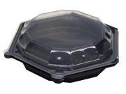 Hexware Hinged Lid Carry Out Container Black Clear Pactiv YEH8 9190