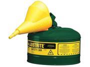 JUSTRITE 7125410 Type I Safety Can 2.5 gal Green 11.5In H