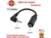 5x Right Angle 2.5mm Male to 3.5mm Female Stereo Audio Jack Adapter Cable