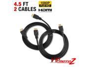 2x PREMIUM HDMI CABLE 4.5FT For BLURAY 3D DVD PS3 HDTV XBOX LCD HD TV 1080P HD