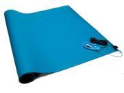 Anti Static Two Layer Rubber Mat Kit with a Wrist Strap and a Grounding Cord 2 Wide x 4 Long x 0.06 Thick Blue