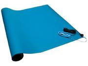 Anti Static Two Layer Rubber Mat Kit with a Wrist Strap and a Grounding Cord 3 Wide x 4 Long x 0.06 Thick Blue