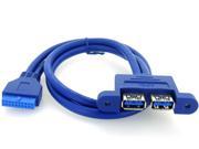 HQmade SuperSpeed USB 3.0 Cable PCI 20 Pin Female To 2 USB 3.0 Female Ports For Computer Internal to Case 0.5M