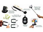 4pc Selfie Extendable Monopod Complete with Bluetooth Camera Shutter Mobile Phone Adapter GoPro Compatible Adapter