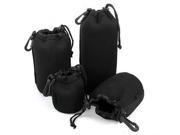 4 Pc Black Neoprene High Quality Lens Pouch Complete Set