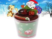Sweet Cake Style Towel Decorative Face Facial Handkerchief Christmas Gift with Clear Plastic Cup Brown