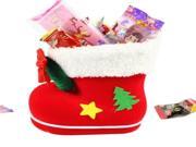Santa Pattern Christmas Decoration Flocking Stocking Boot Candy Bag Size 13cm x 10cm x 7cm