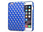 Stereo Diamond Lattice Style PU Paste Skin Plastic Protective Case for iPhone 6 Plus 6S Plus Blue