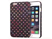 Colorful Star Pattern Flash Powder Series PU Paste Skin Plastic Protective Case for iPhone 6 Plus 6S Plus Black
