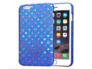 Colorful Star Pattern Flash Powder Series PU Paste Skin Plastic Protective Case for iPhone 6 Plus 6S Plus Blue