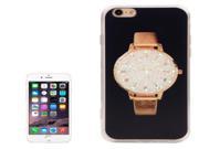 Diamond Encrusted Watch Pattern Black Back Shell TPU Acrylic Protective Case for iPhone 6 Plus 6S Plus