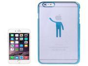 Human Pattern Ultra Thin Plating Border Transparent Plastic Case for iPhone 6 Plus 6S Plus Blue