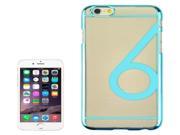 Num 6 Pattern Ultra thin Plating Skinning Protective Hard Case for iPhone 6 Plus 6S Plus Blue