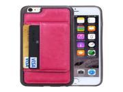 Crazy Horse Texture PU Leather TPU PC Case with Card Slots Holder for iPhone 6 Plus 6S Plus Magenta