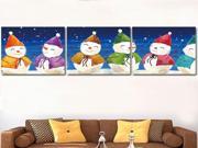 3 Panels Christmas Snowman Style Combination Art Pictures Wall Paintings on UV Prints for Kitchen Dining Room Bed Room No Frame Size 18cm x 18cm