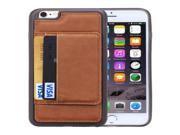 Crazy Horse Texture PU Leather TPU PC Case with Card Slots Holder for iPhone 6 Plus 6S Plus Brown