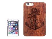 Anchor Carved Pattern Rosewood Patch Protective Case for iPhone 6 Plus 6S Plus