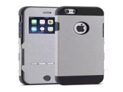 Litchi Texture Horizontal Flip Smart Case with Call Display ID and Receive Call Wake up Sleep Function for iPhone 6 Plus 6S Plus Grey