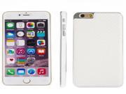 Carbon Fiber Texture PU Paste Skin Metal Protective Case for iPhone 6 Plus 6S Plus White