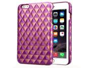 Stereo Diamond Lattice Style PU Paste Skin Plastic Protective Case for iPhone 6 Plus 6S Plus Purple