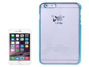 Little Devil Fork Pattern Ultra Thin Plating Border Transparent Plastic Case for iPhone 6 Plus 6S Plus Blue