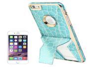 Net Pattern Electroplating Frame Plastic Protective Case with Holder for iPhone 6 Plus Blue