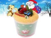 Sweet Cake Style Towel Decorative Face Facial Handkerchief Christmas Gift with Clear Plastic Cup Yellow