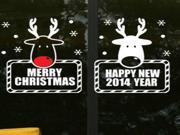Christmas 2 Deer Pattern Window Stickers Wall Stickers Size 55cm x 32cm