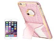 Net Pattern Electroplating Frame Plastic Protective Case with Holder for iPhone 6 Plus Magenta
