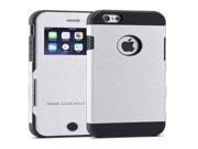 Litchi Texture Horizontal Flip Smart Case with Call Display ID and Receive Call Wake up Sleep Function for iPhone 6 Plus 6S Plus Silver