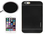 2 in 1 Brushed Texture Metal Plastic Protective Case for iPhone 6 Plus 6S Plus Black