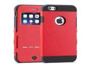 Litchi Texture Horizontal Flip Smart Case with Call Display ID and Receive Call Wake up Sleep Function for iPhone 6 Plus 6S Plus Red