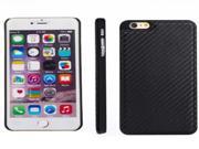 Carbon Fiber Texture PU Paste Skin Metal Protective Case for iPhone 6 Plus 6S Plus Black