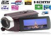 HD 720P 5 Mega Pixels 16X Digital Zoom Anti Shake Digital Video Camera with 3.0 inch TFT Touch Screen 270 degree rotation Dark Purple