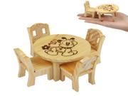 Chinese Element Cartoon Style Wooden Ornament Decoration Mini Desk Table Chair