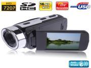 HD 55E Black 1280x720P 5.0 Mega Pixels 16X Zoom Digital Video Camera with 2.7 inch 16 9 TFT LCD Screen 270 degree rotation